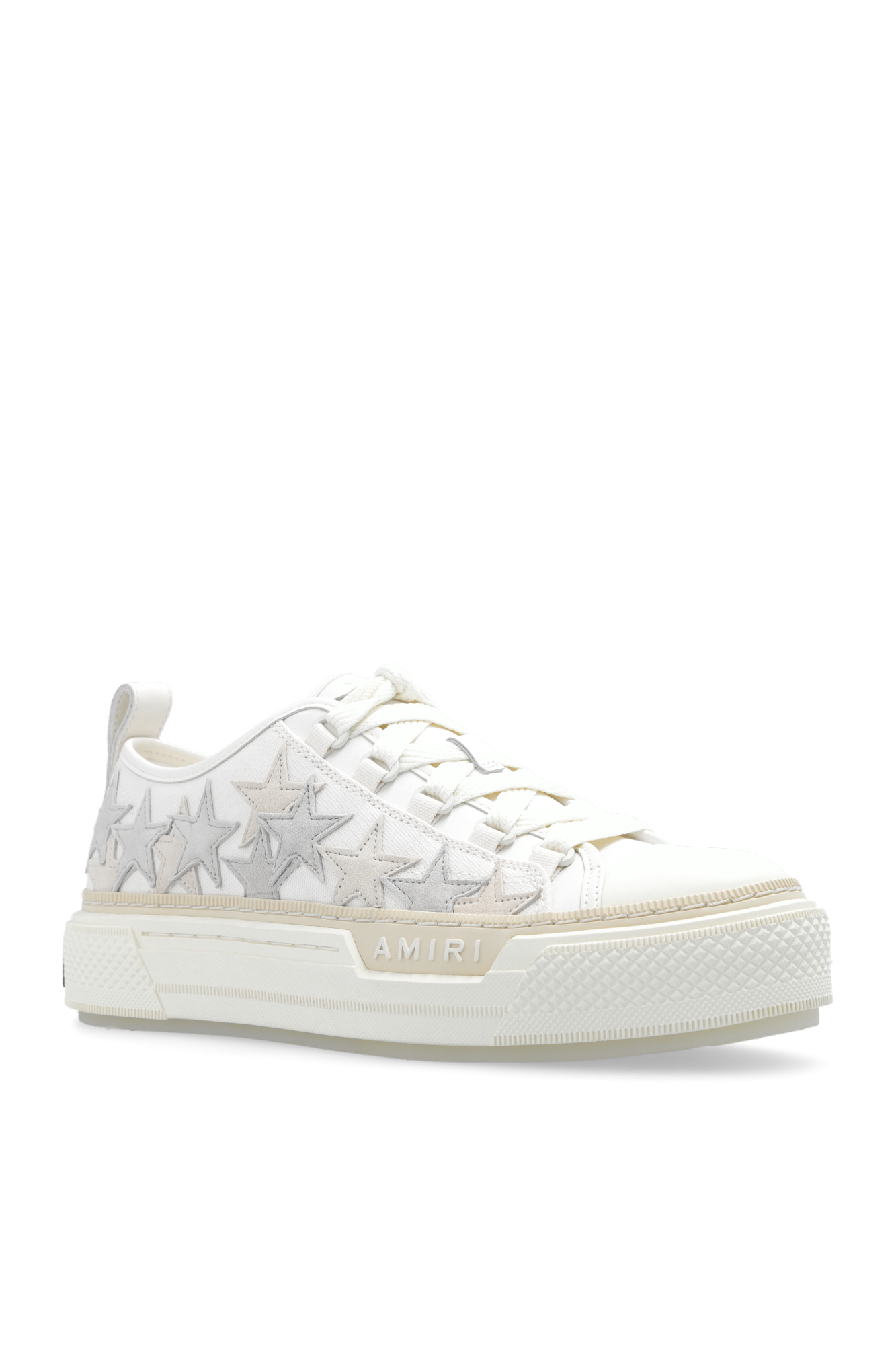 【AMIRI】オフホワイト＆ゴールド Glitter Stars スニーカー AMIRI Off-White & Gold Glitter Stars Court Low Sneakers Amiri